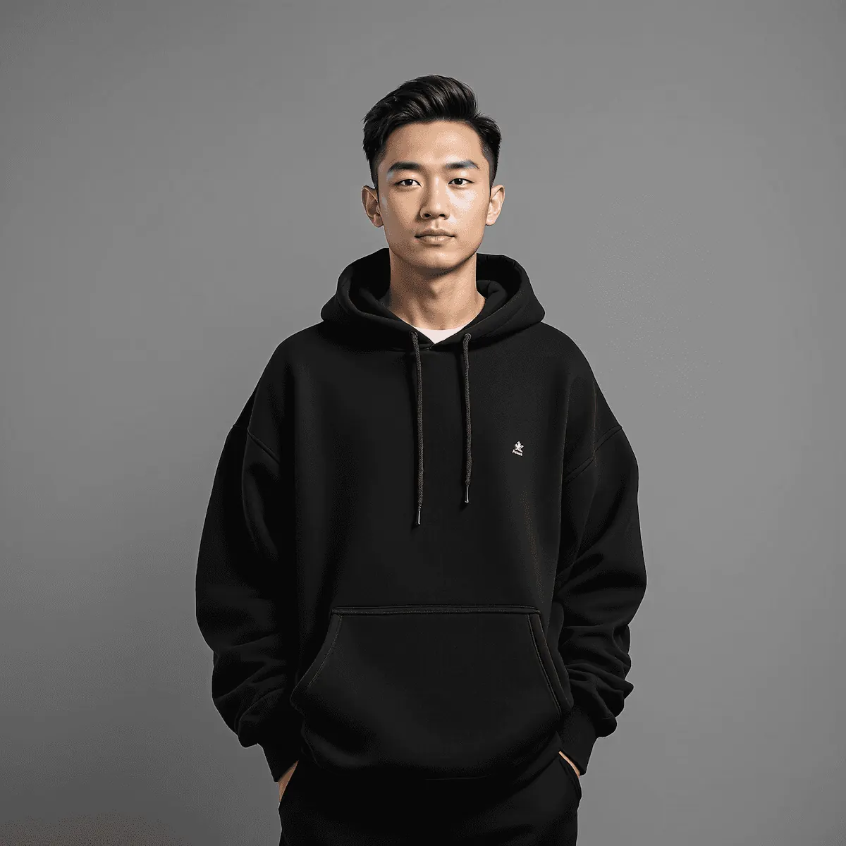 Boy in black hoodie